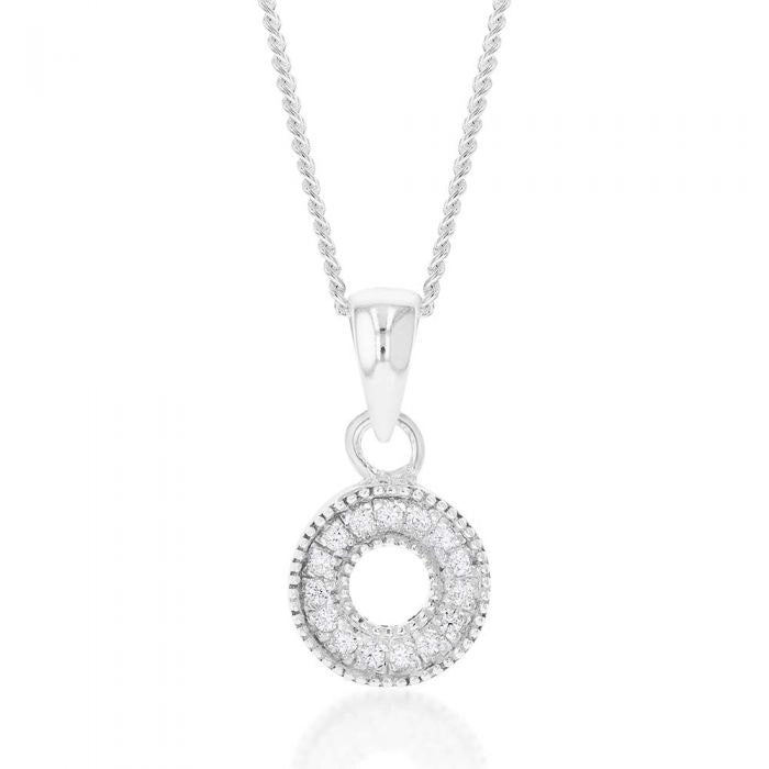 Sterling Silver Cubic Zirconia On Circle Pendant