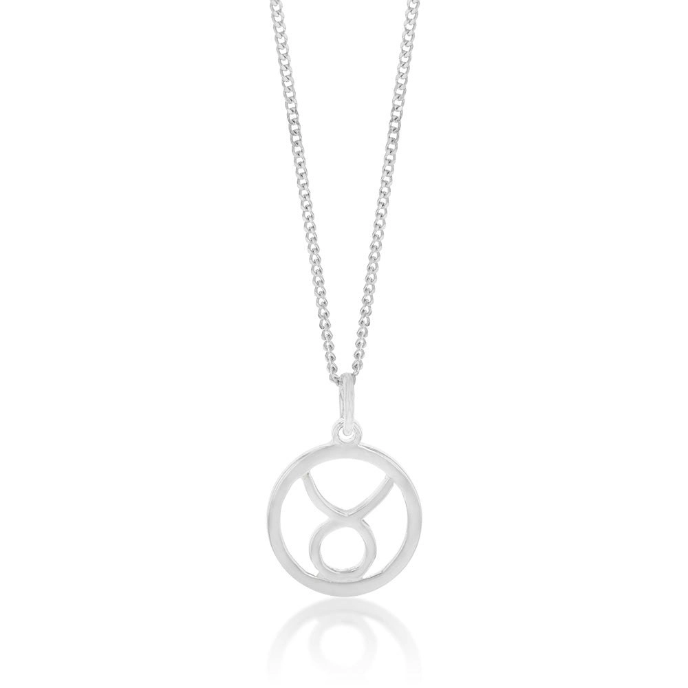 Sterling Silver Round Zodiac/Star Sign Tarus Pendant