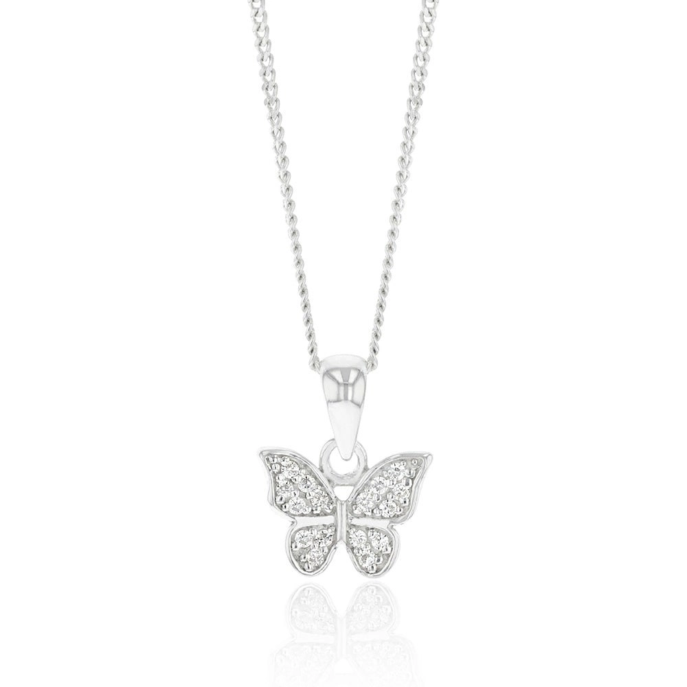 Sterling Silver Zirconia Butterfly Pendant