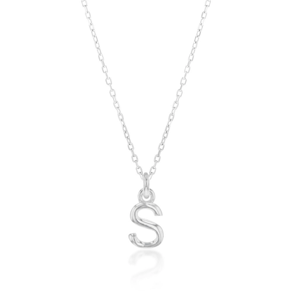 Sterling Silver Initial Letter "S" Pendant on 45cm Chain