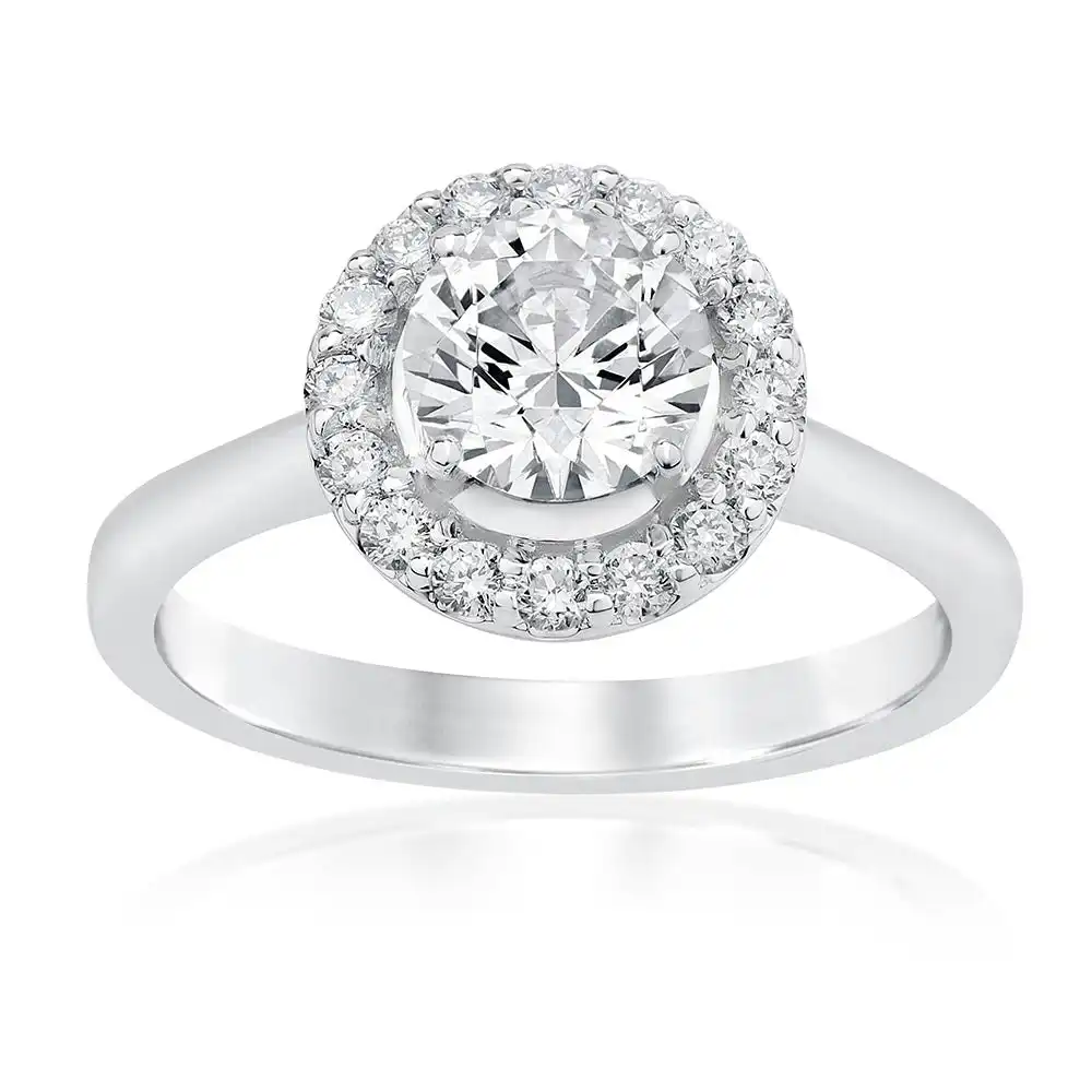 Luminesce Lab Grown 18ct White Gold 1.3 Carat Diamond Halo Ring