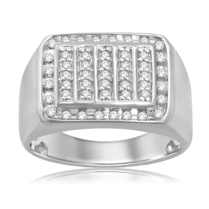 1/2 Carat of Diamond Gents Ring in Sterling Silver