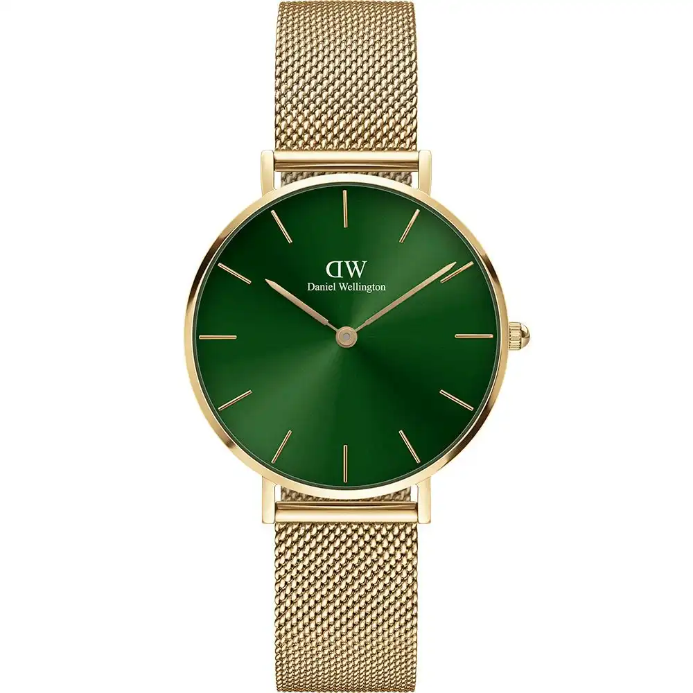 Daniel Wellington Petitte Emerald DW00100480 Gold Stainless Steel Mesh 32mm