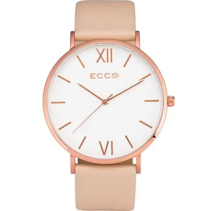 Ellis & Co Madison Rose Gold Tone Nude Strap 41mm Watch