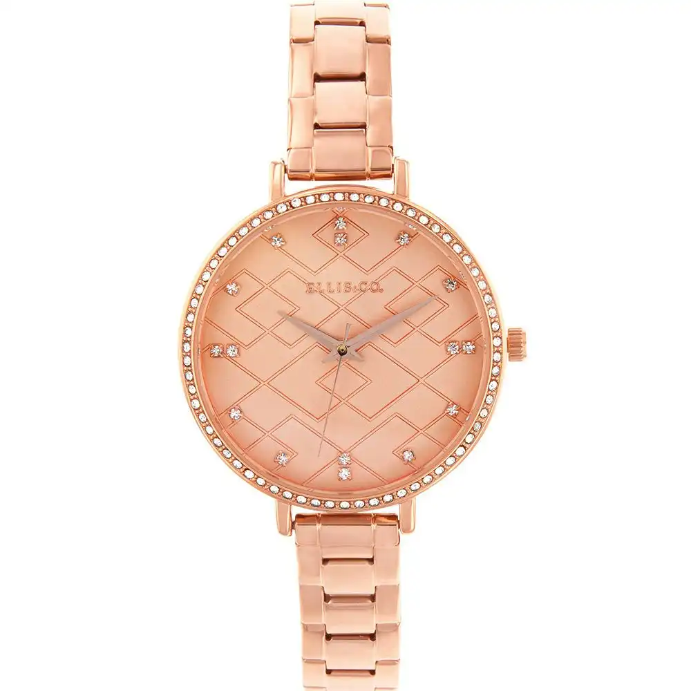 Ellis & Co Crystal Rose Steel Womens Watch