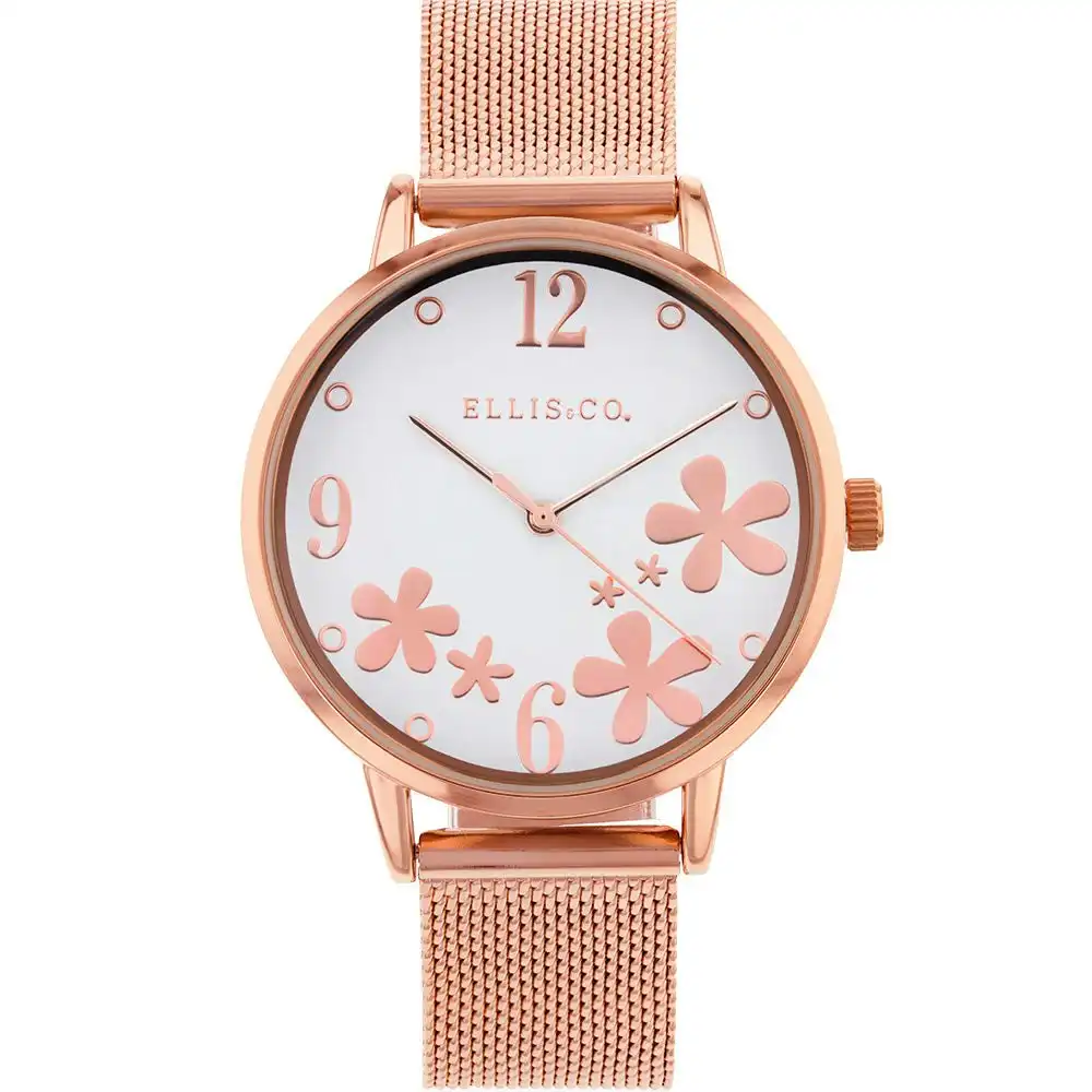 Ellis & Co 'Bloom' Stainless Steel Mesh Womens Watch