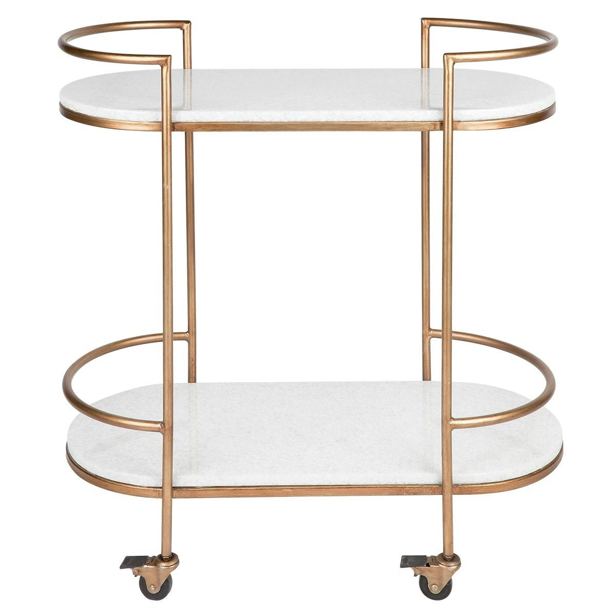 Southside White Stone Bar Cart - Antique Gold