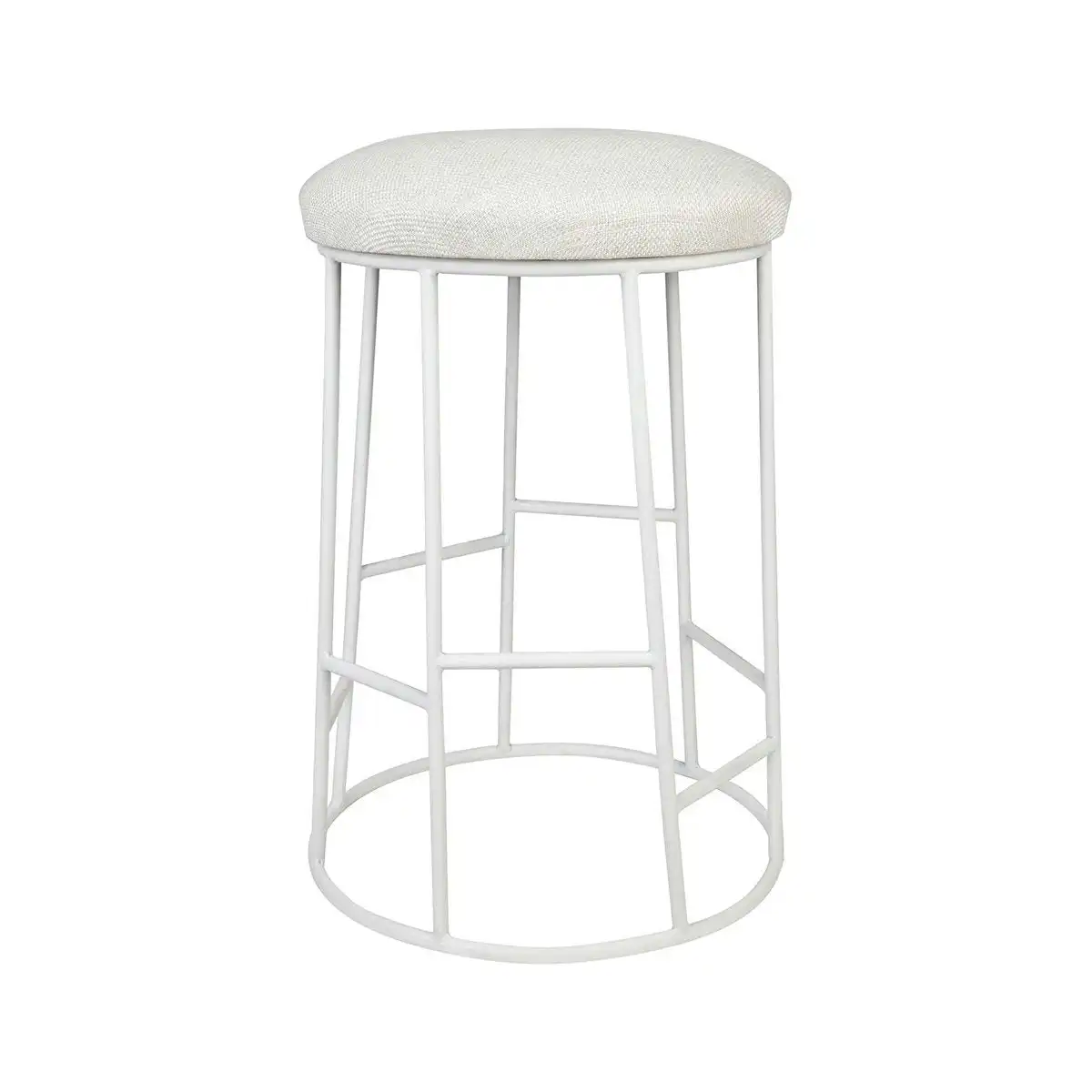 Aiden White Steel Kitchen Stool - Natural Linen