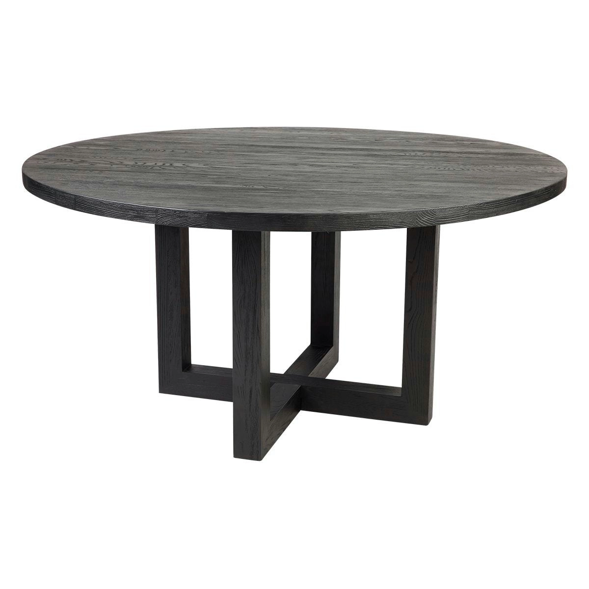 Leeton Oak Round Dining Table - 1.5m Black