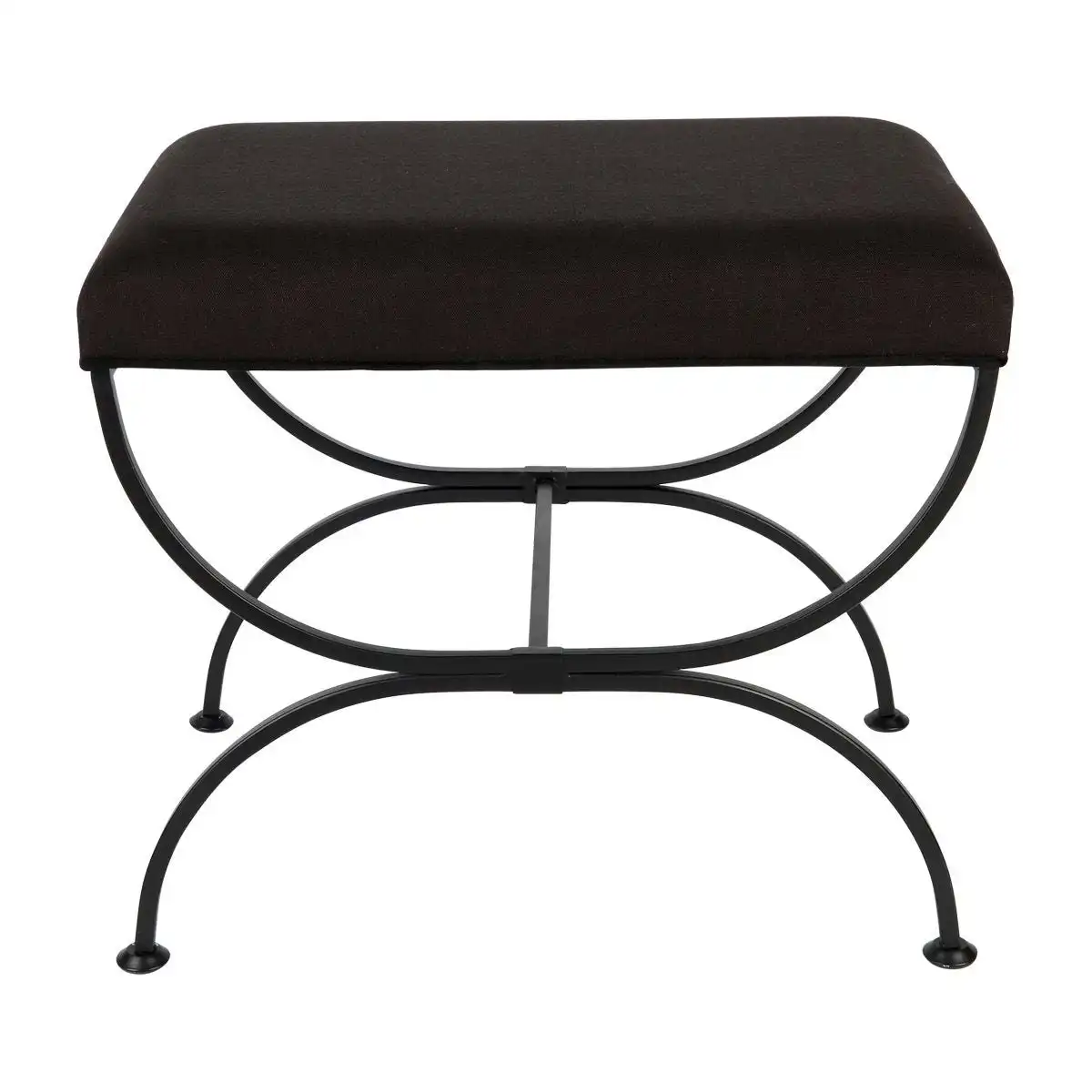 Novak Black Iron Stool - Black Linen