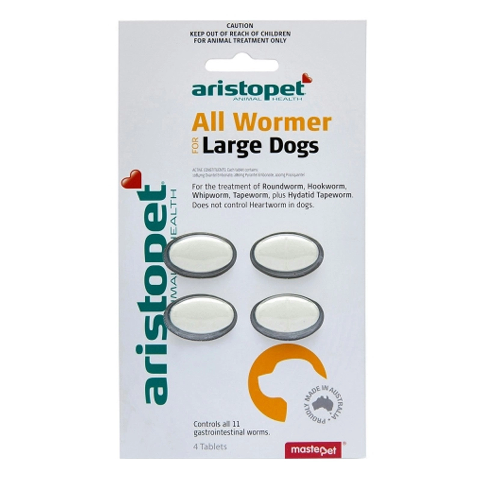 Aristopet Allwormer For Large Dogs 20 Kg 4 Tablets