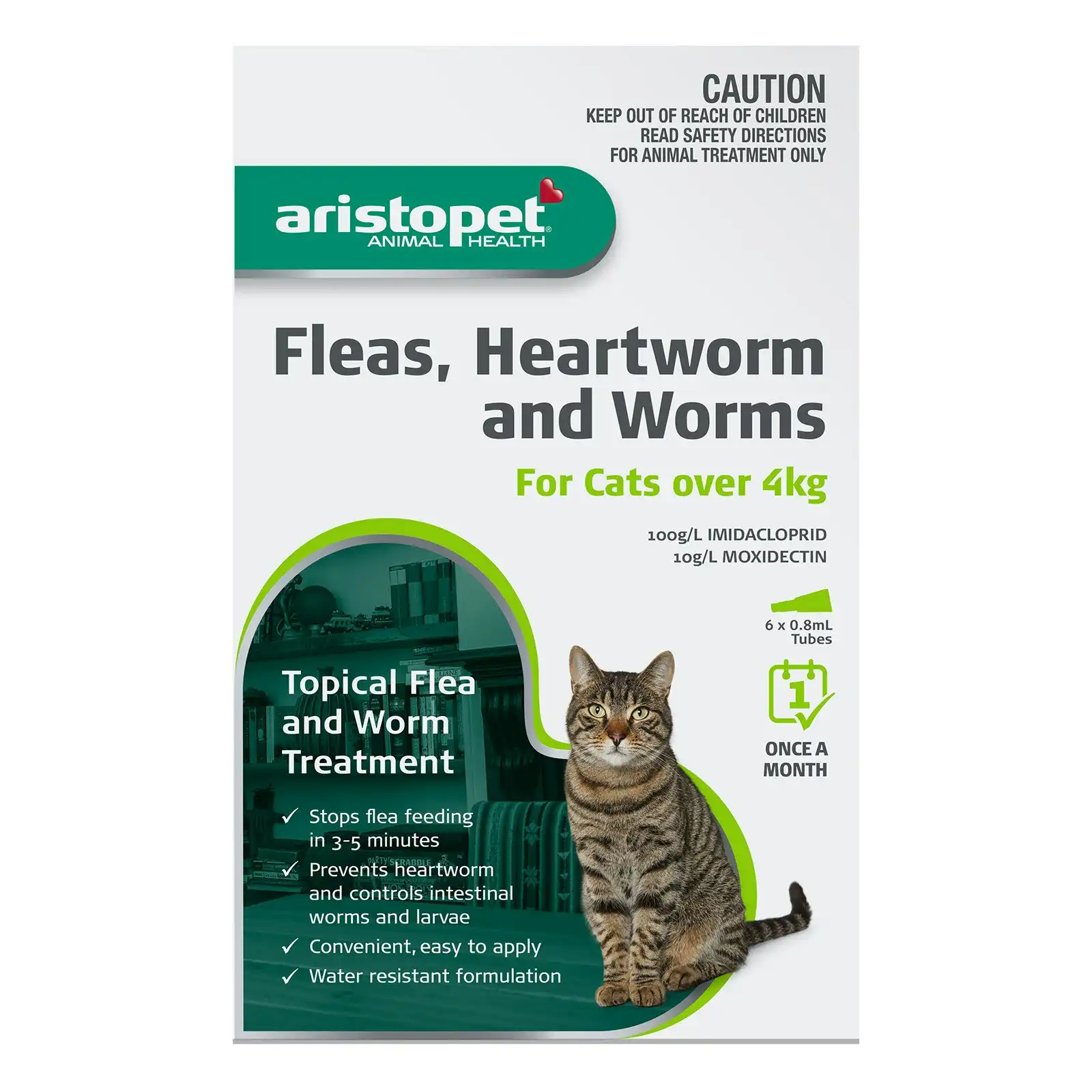 Aristopet Spot-On Treatment for Cats Over 4 Kg (GREEN) 6 Pack