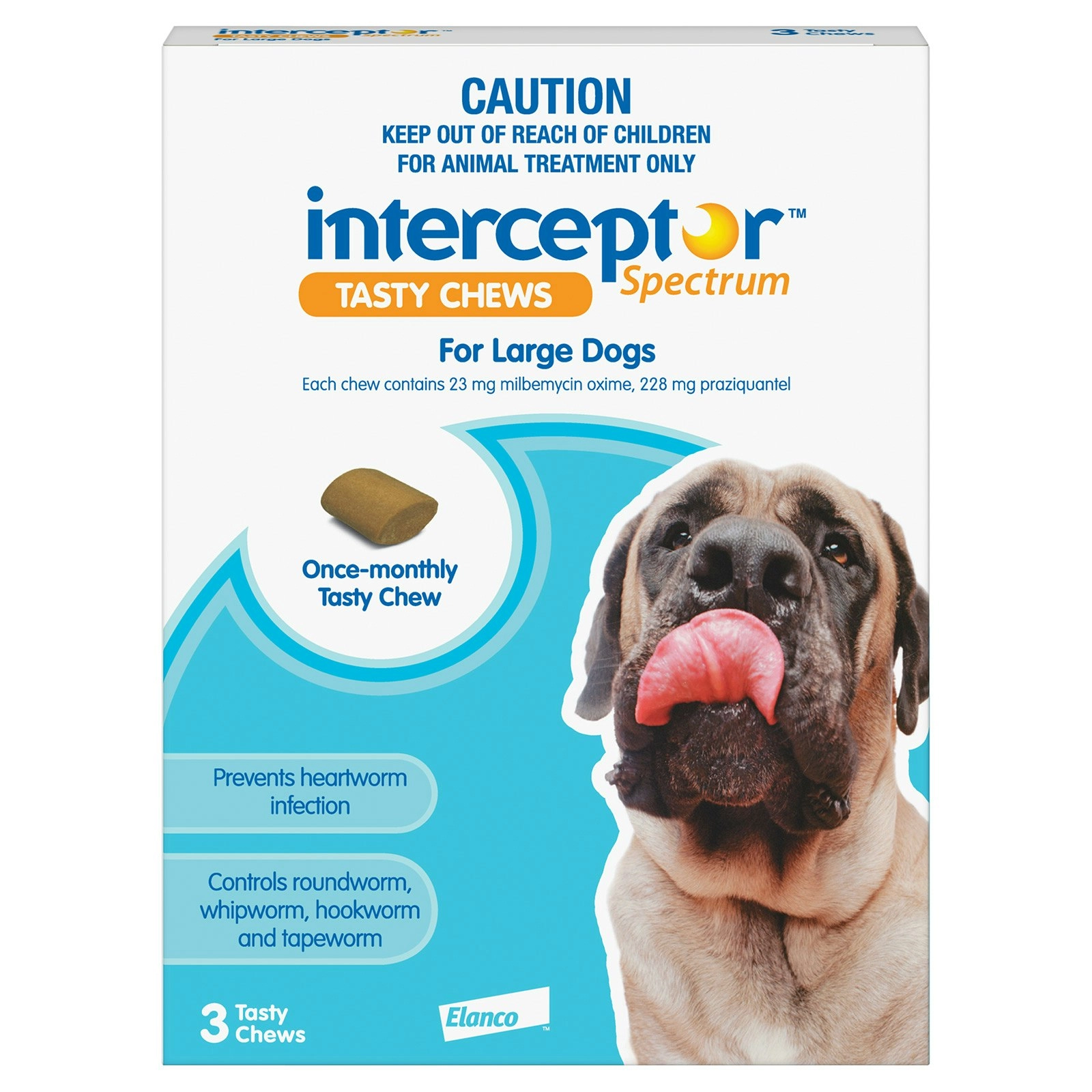 Interceptor Spectrum Tasty Chews For Large Dogs 22 To 45Kg (Blue) 3 Chews