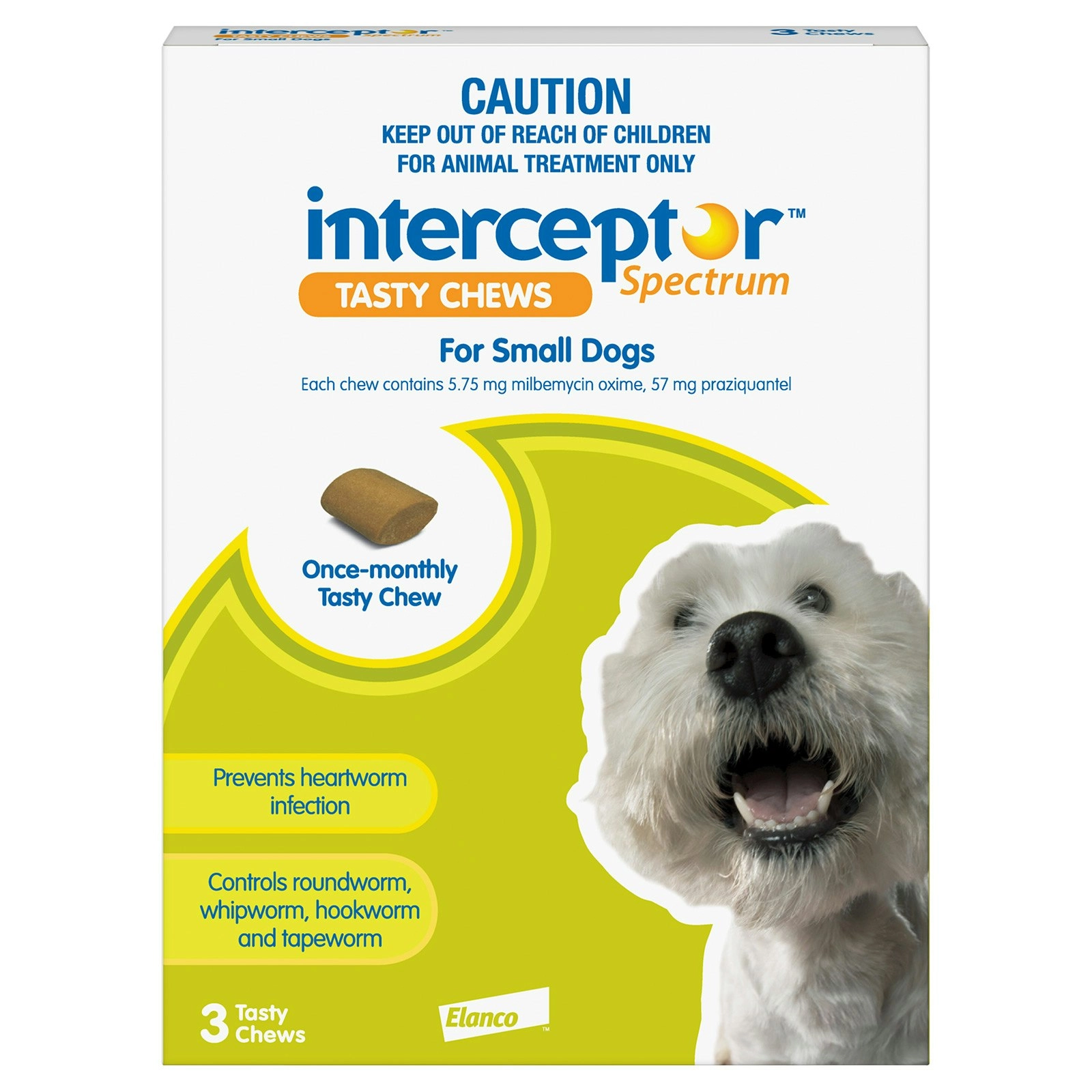 Interceptor Spectrum Tasty Chews For Small Dogs 4 To 11Kg (Green) 6 Chews