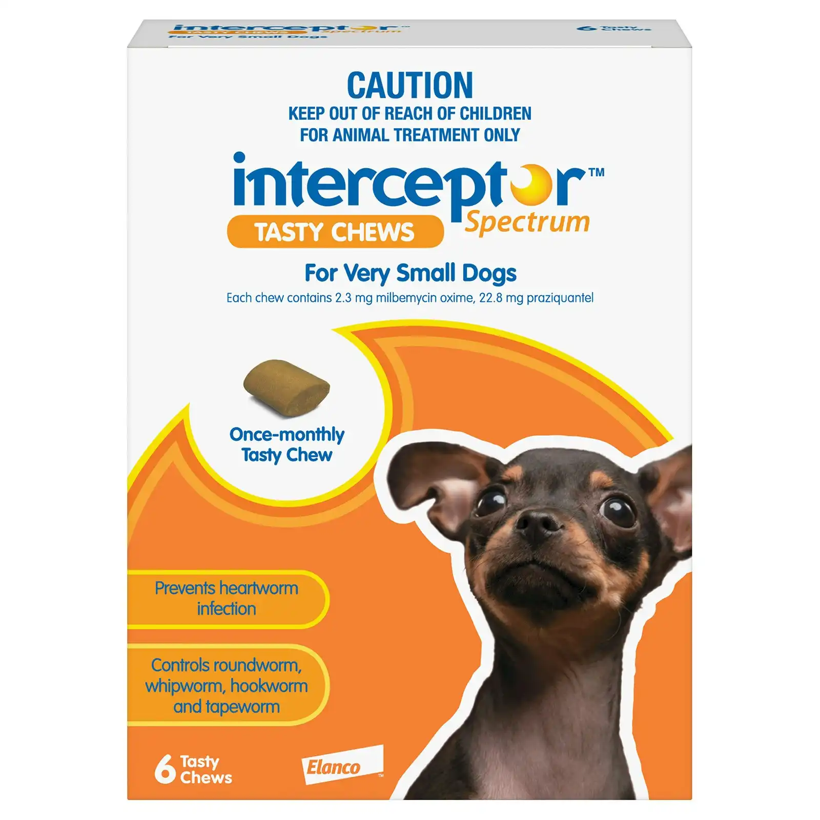 Interceptor Spectrum Tasty Chews For Very Small Dogs Up To 4Kg (Brown) 3 Chews