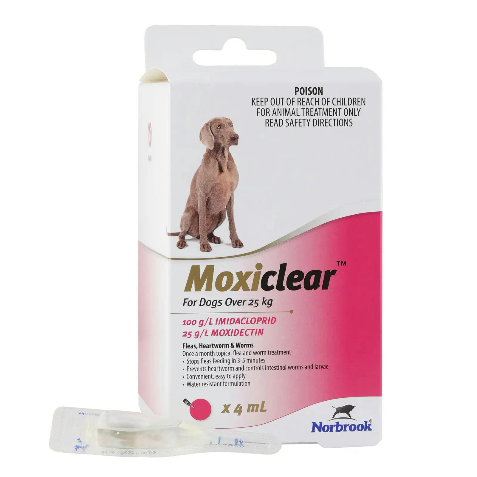 Moxiclear for Large Dogs Over 25 Kg (PINK) 3 Pipettes