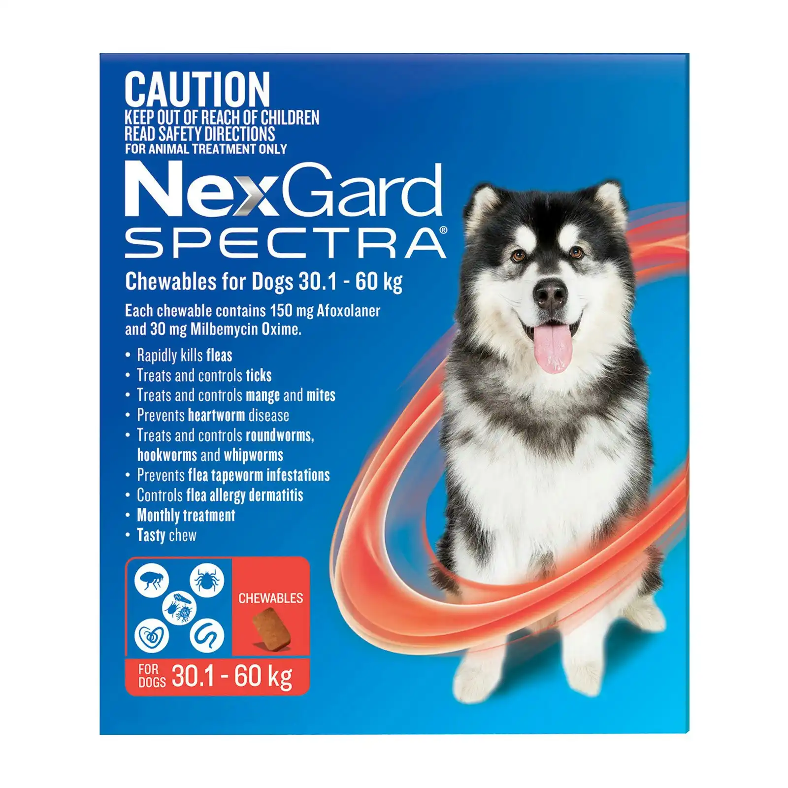 Nexgard Spectra for Extra Large Dogs 30.1 to 60 Kg (Red) 3 Chews