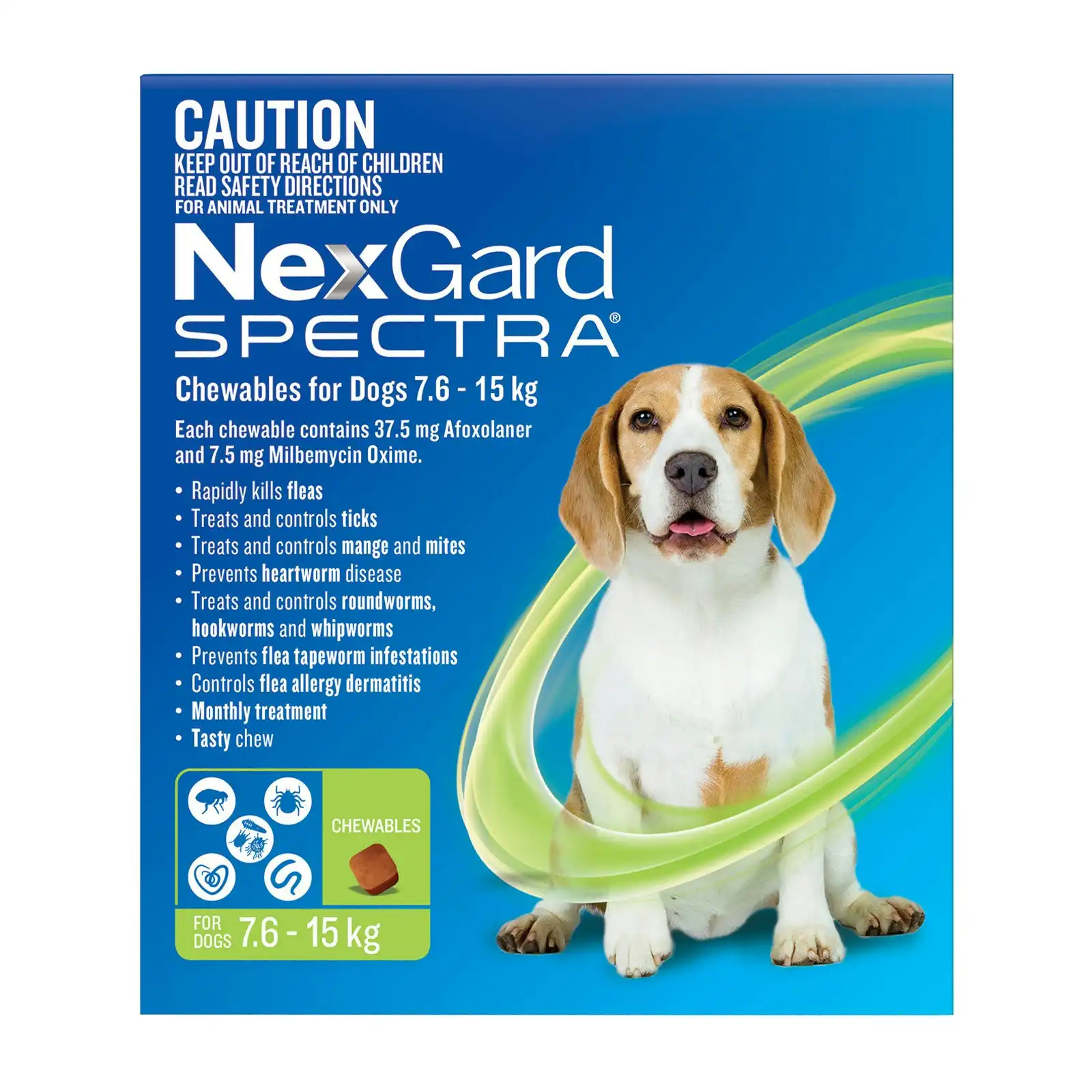 Nexgard Spectra for Medium Dogs 7.6 to 15 Kg (Green) 6 Chews