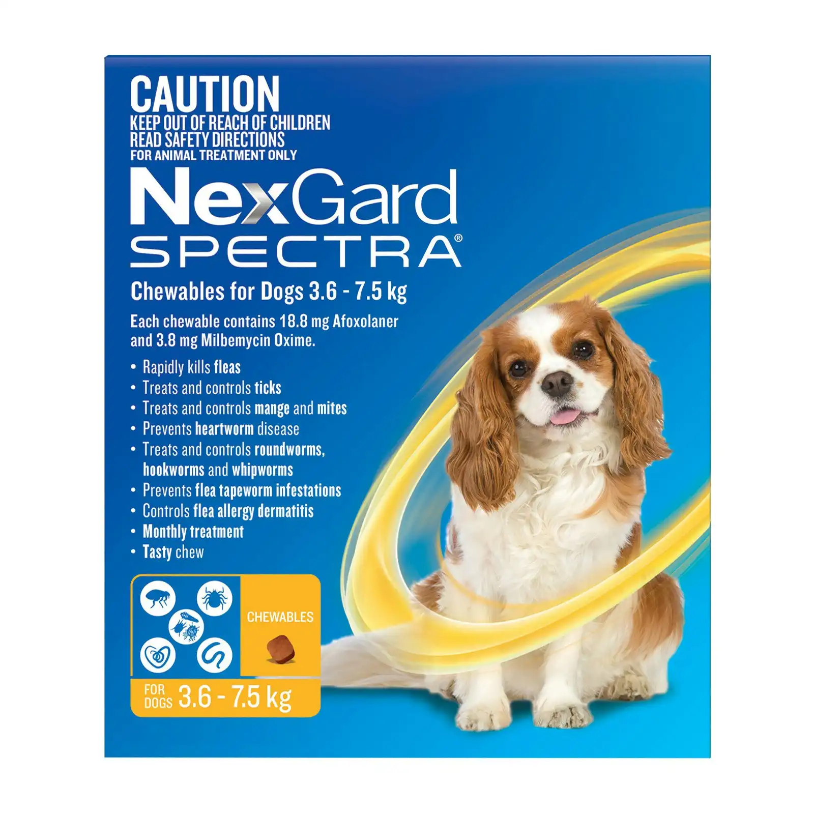 Nexgard Spectra for Small Dogs 3.6 to 7.5 Kg (Yellow) 3 Chews