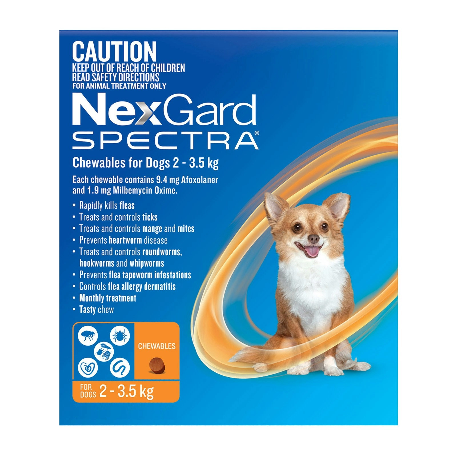 Nexgard Spectra for Very Small Dogs 2 to 3.5 Kg (Orange) 6 Chews