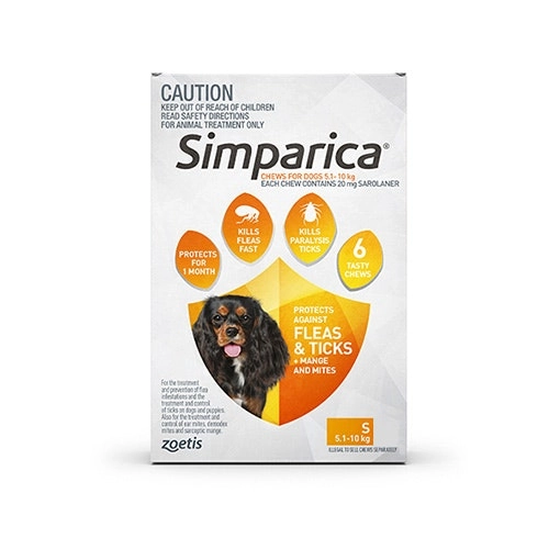 Simparica for Small Dogs 5.1 to 10 Kg (Orange) 6 Chews