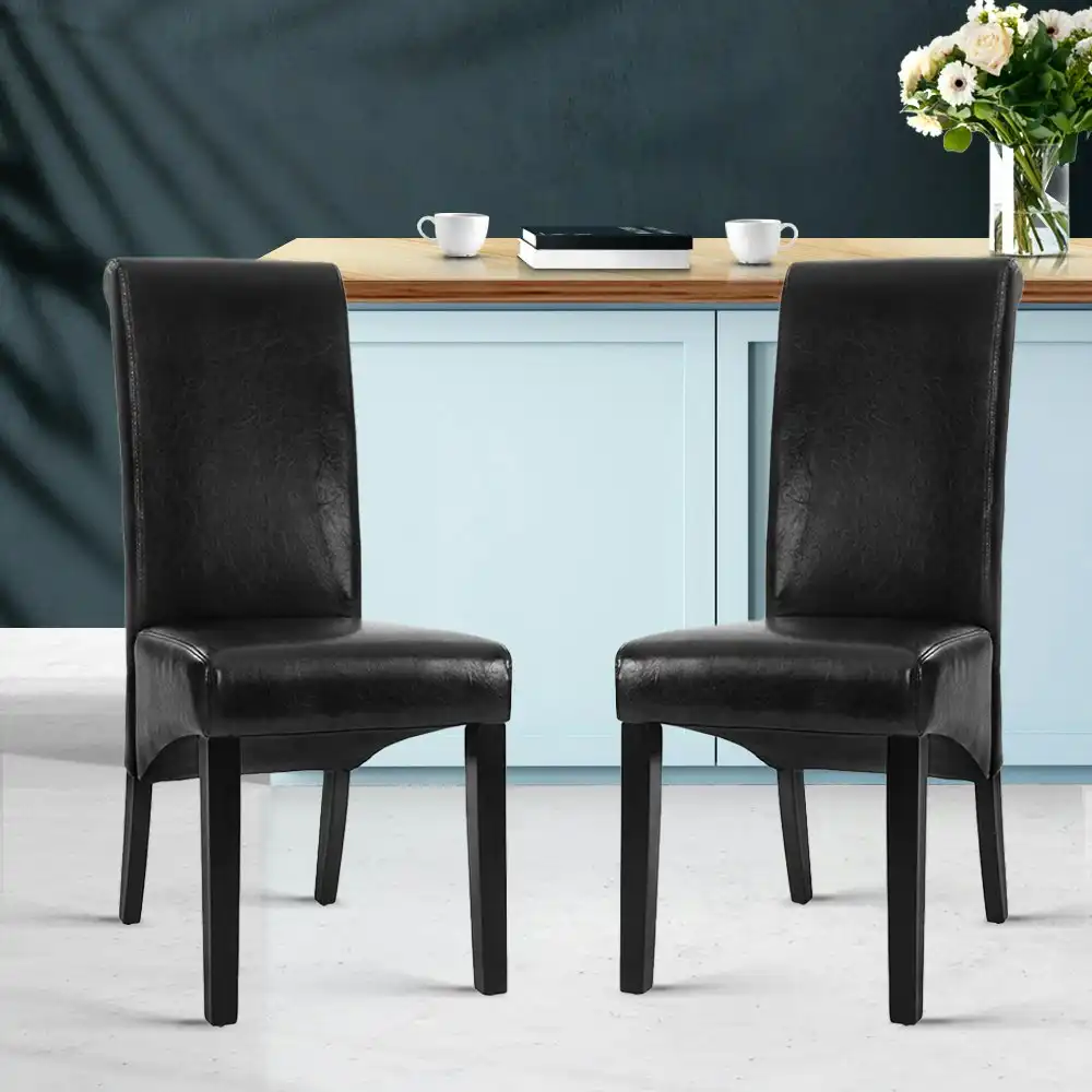 Artiss Dining Chairs Set of 2 Leather Parsons Chair Black