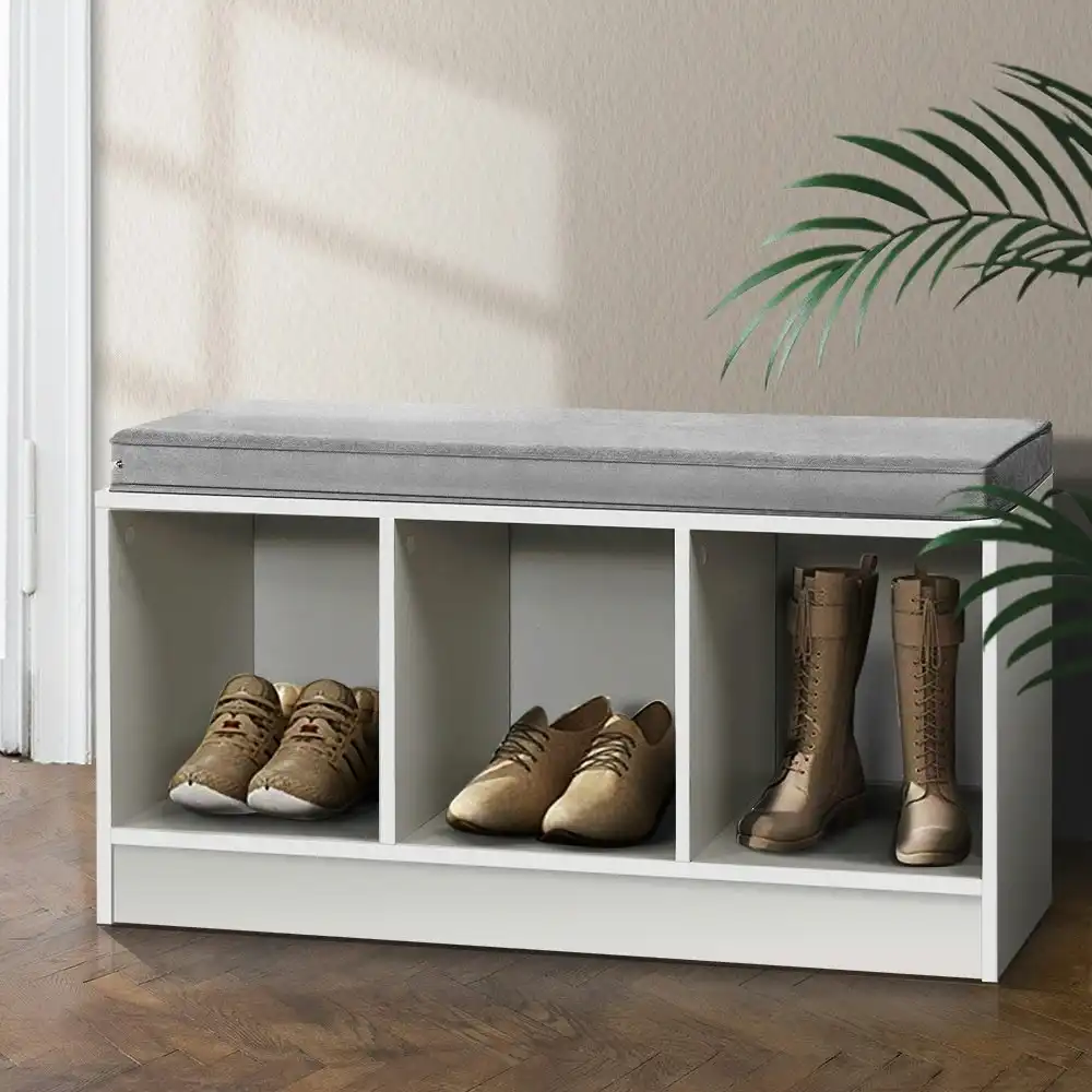 Artiss Shoe Cabinet Bench Shoes Organiser Storage Rack Shelf White Box Seat