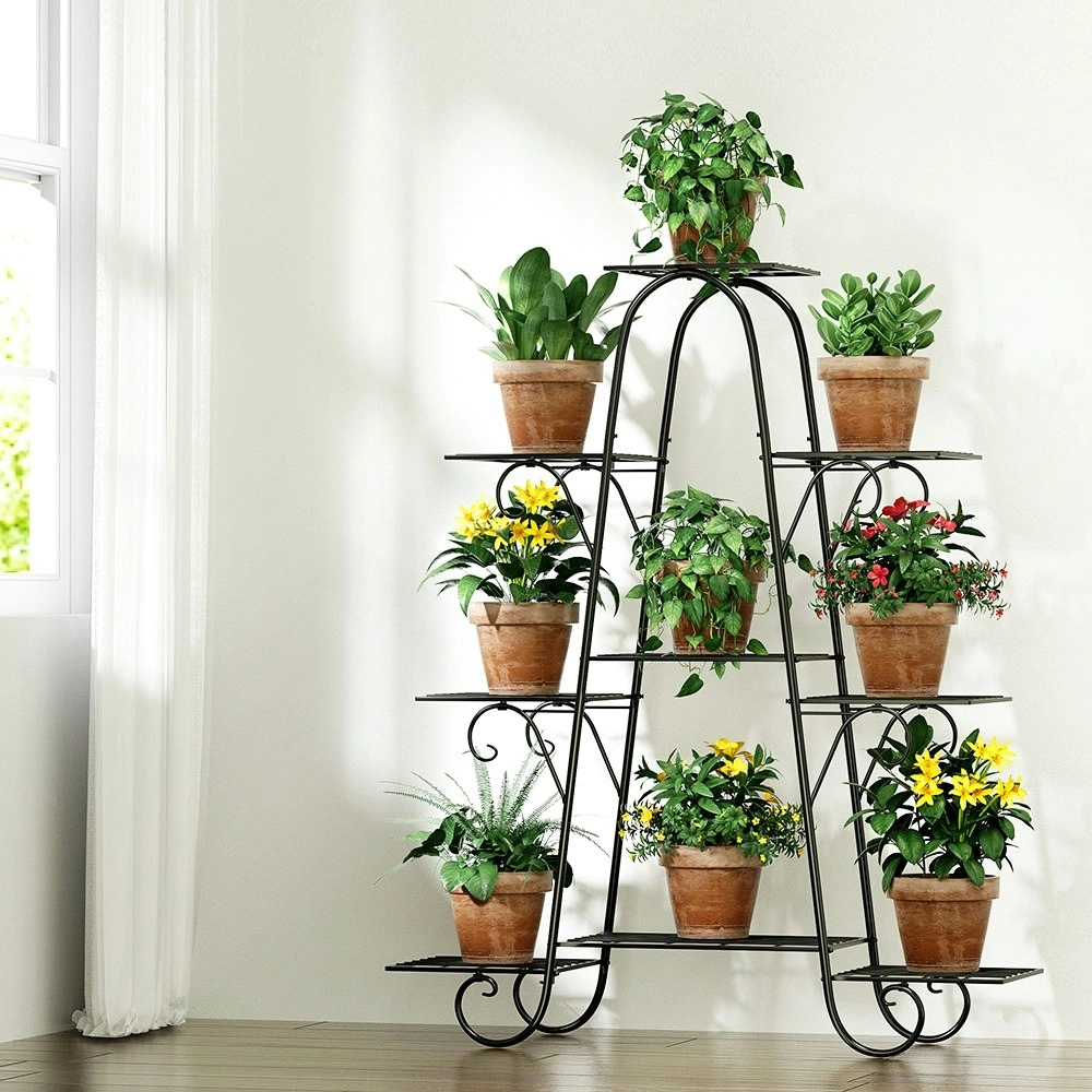 Artiss Plant Stand 9 Tier Metal Flower Pot Shelf Black