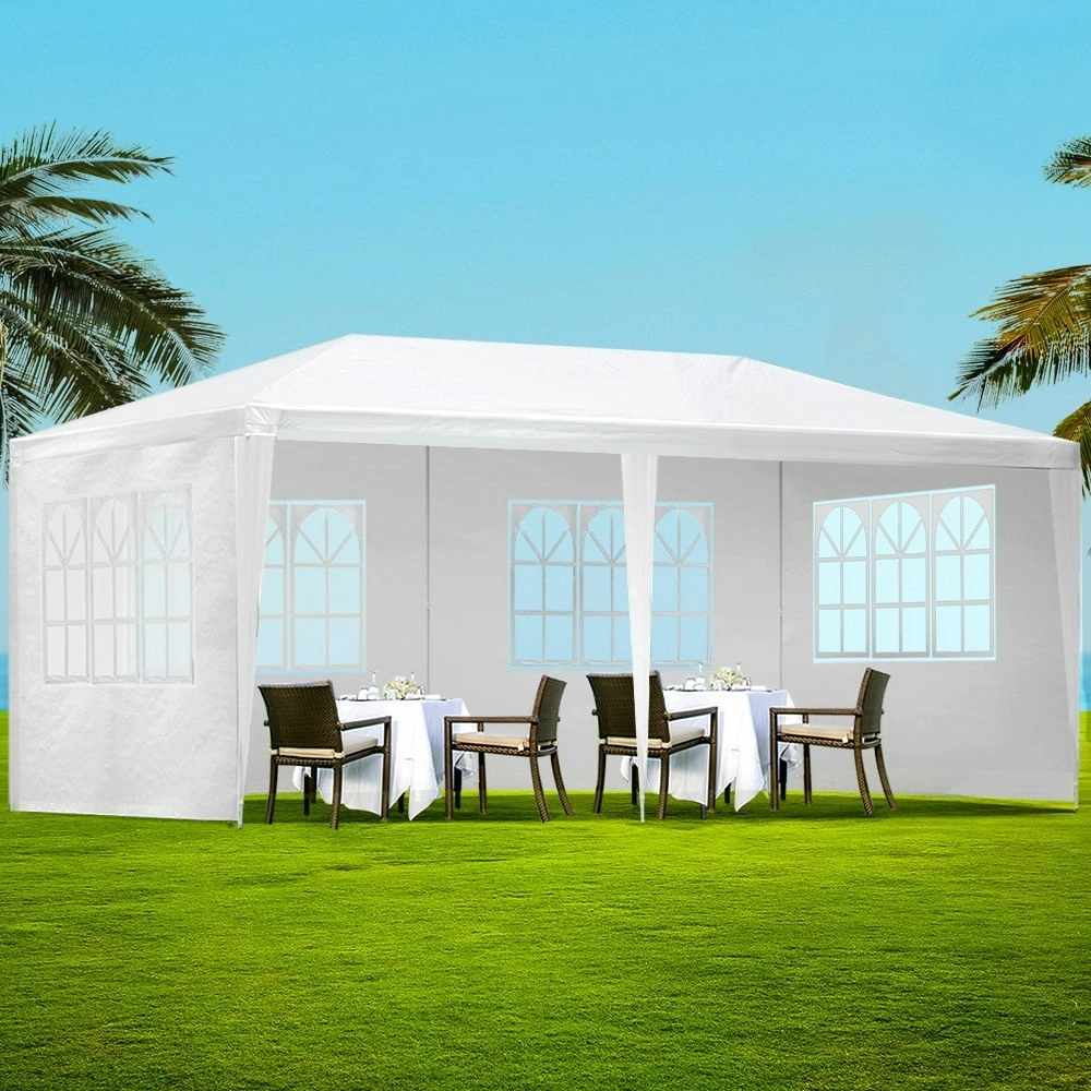 Instahut Gazebo 3x6m Marquee Wedding Party Tent Outdoor Camping Side Wall Canopy 4 Panel White