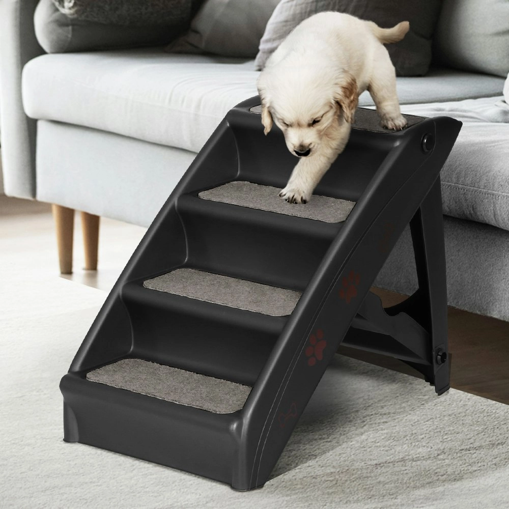 i.Pet Dog Ramp Steps For Bed Sofa Car Pet Stairs Ladder Portable Foldable Black