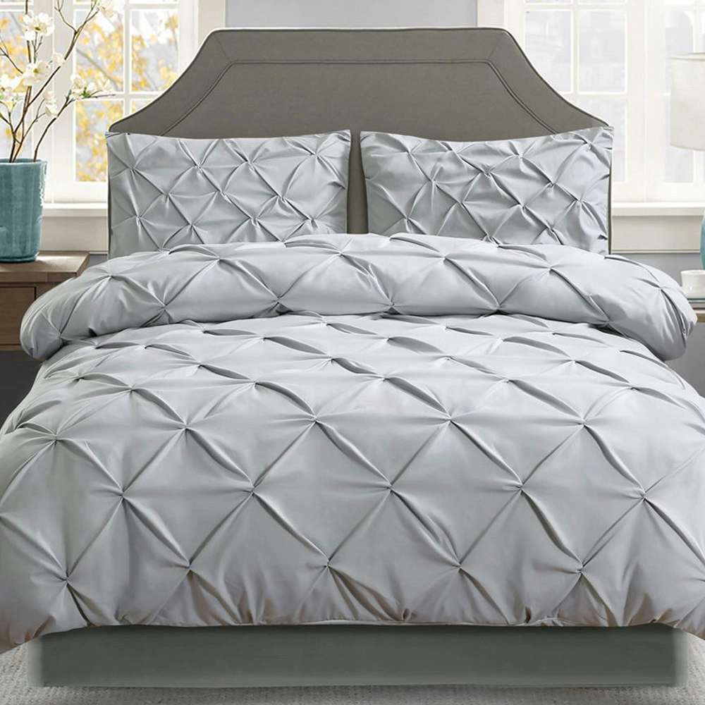 Giselle Bedding Quilt Cover Set Diamond Pinch Grey Queen