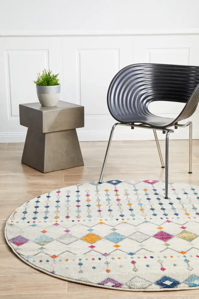 Rug Culture Mirage Peggy Tribal Morrocan Style Multi Round Rug