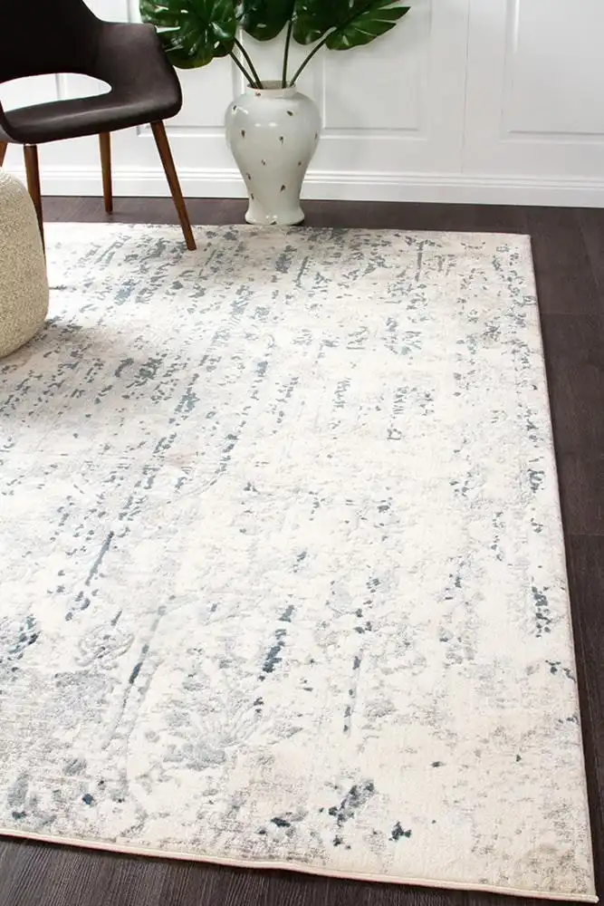 Rug Culture Kendra Farah Distressed Contemporary Rug White Blue Grey Rug