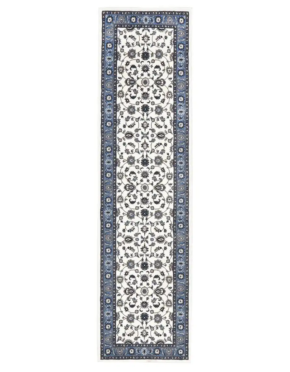 Rug Culture Sydney Classic Runner White with Blue Border Runner Rug