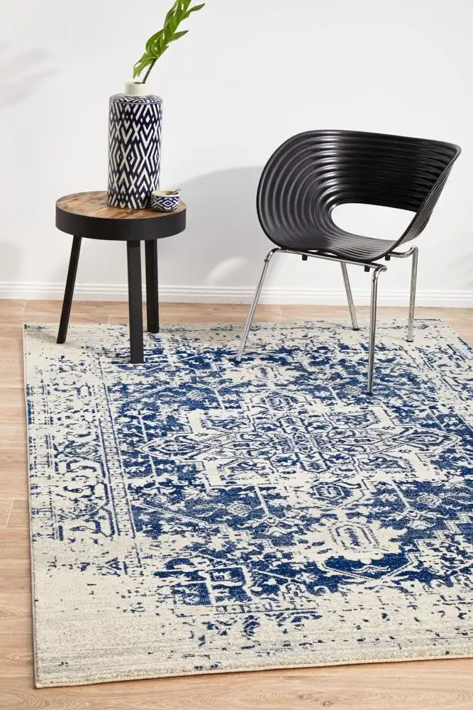 Rug Culture Evoke Horizon White Navy Transitional Rug