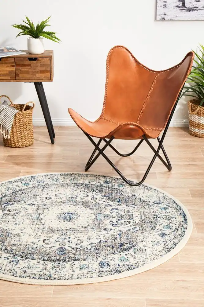 Rug Culture Evoke Mist White Transitional Round Rug