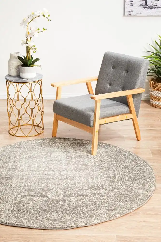 Rug Culture Evoke Homage Grey Transitional Round Rug