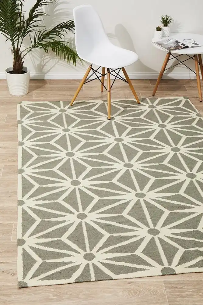 Rug Culture Nomad Pure Wool Flatweave 29 Grey Rug