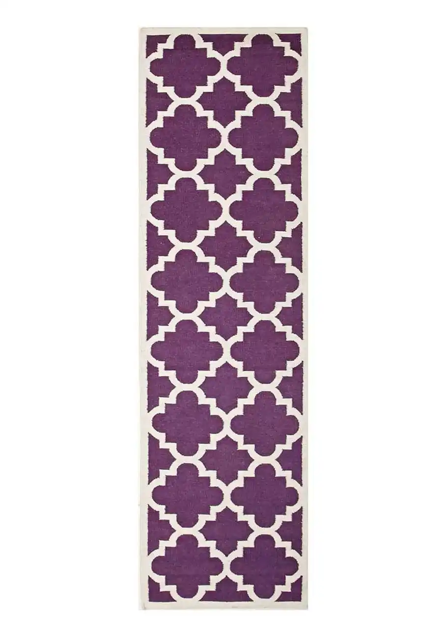 Rug Culture Nomad Pure Wool Flatweave 23 Aubergine Runner Rug