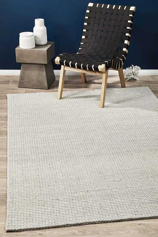 Rug Culture Studio Oskar Felted Wool Striped Rug Grey White Rug