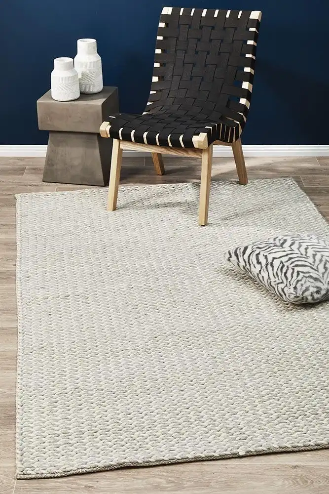 Rug Culture Studio Helena Woven Wool Rug Grey White Rug