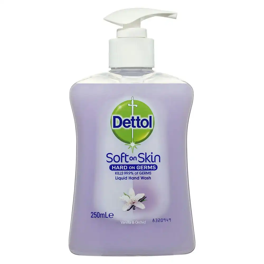 Dettol 250ml Liquid Soft on Skin Hand Wash Antibacterial Vanilla/Orchid w/ Pump