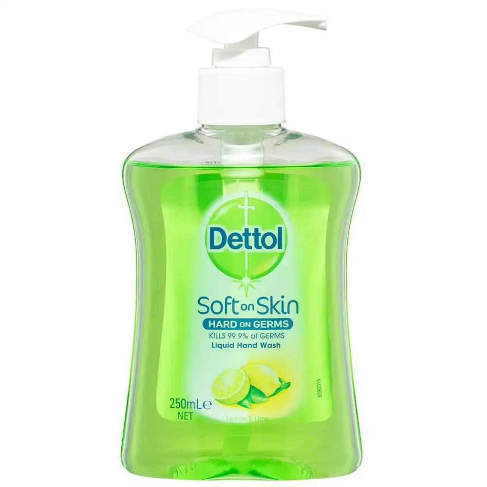 6x Dettol 250ml Liquid Home Hand Care Wash Antibacterial Soap Lemon/Lime Pump