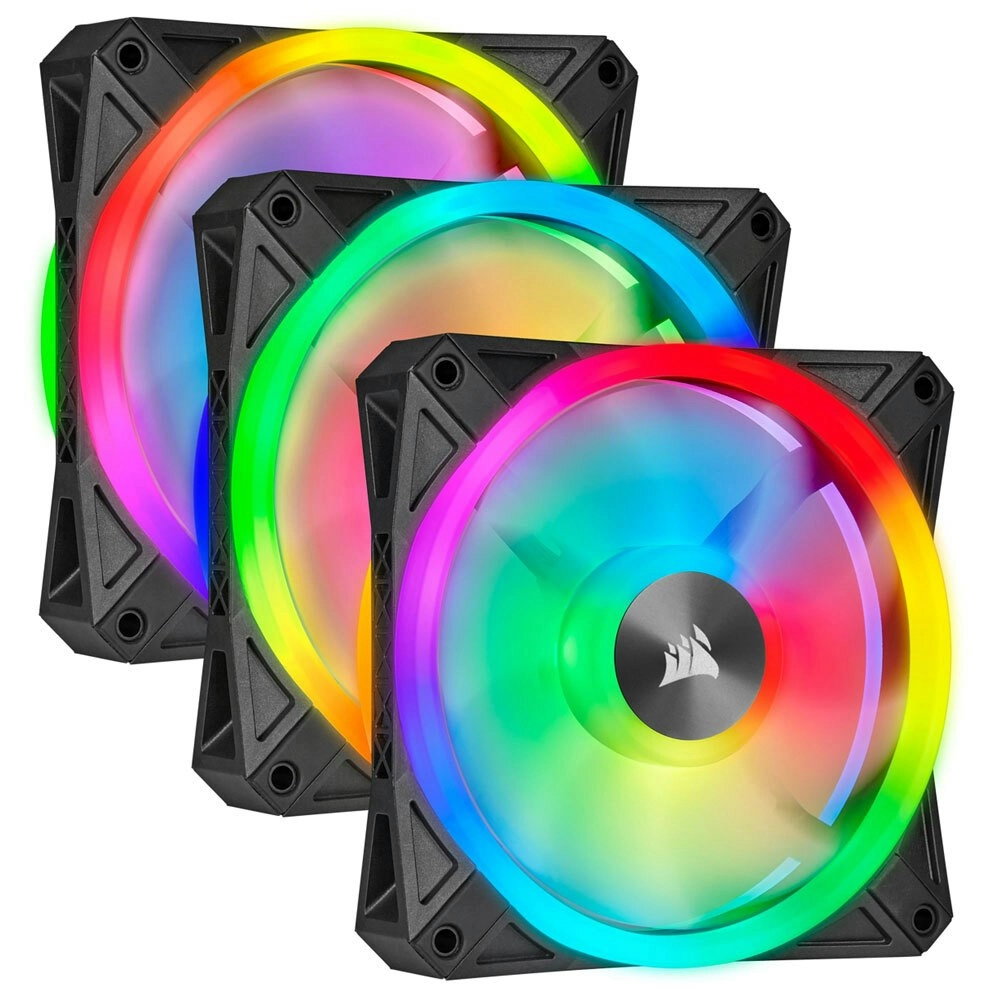 3PK Corsair iCUE QL120 RGB 120mm PWM 1500 RPM Cooling Fans f/ Gaming PC Case BLK