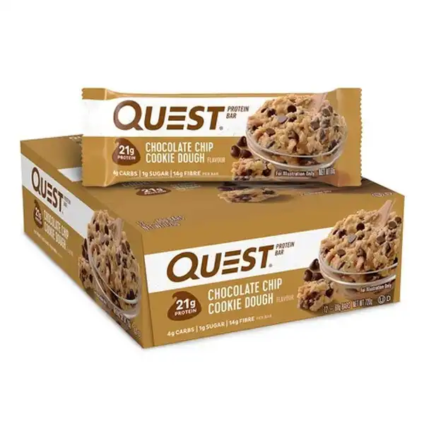 12x Quest 60g High Protein Bar Healthy Diet Treat Caramel Choc Chip Cookie Dough