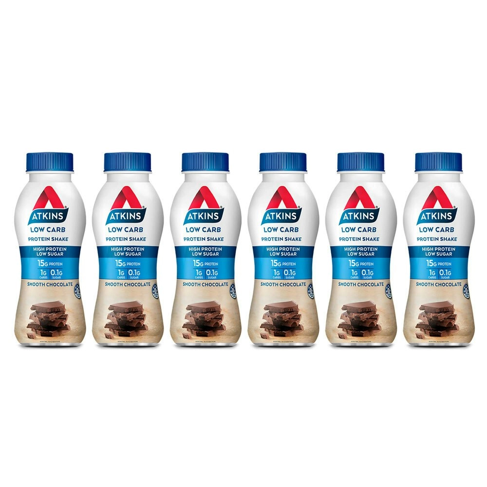 6PK Atkins Advantage 330ml Low Carb/Sugar Protein Shake Healthy Drink Chocolate