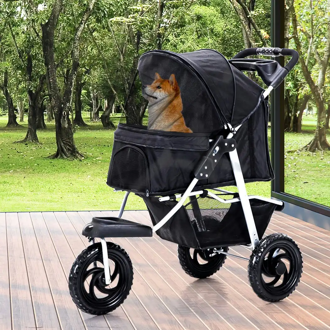 Pawz Pet Stroller Pram Dog Carrier Trailer Strollers 3 Wheels Foldable Large