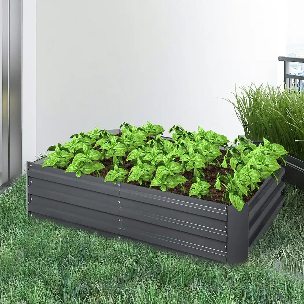 Lambu Garden Bed Planter Coated Steel Beds 120x90x30cm Rectangular Kits Veggies