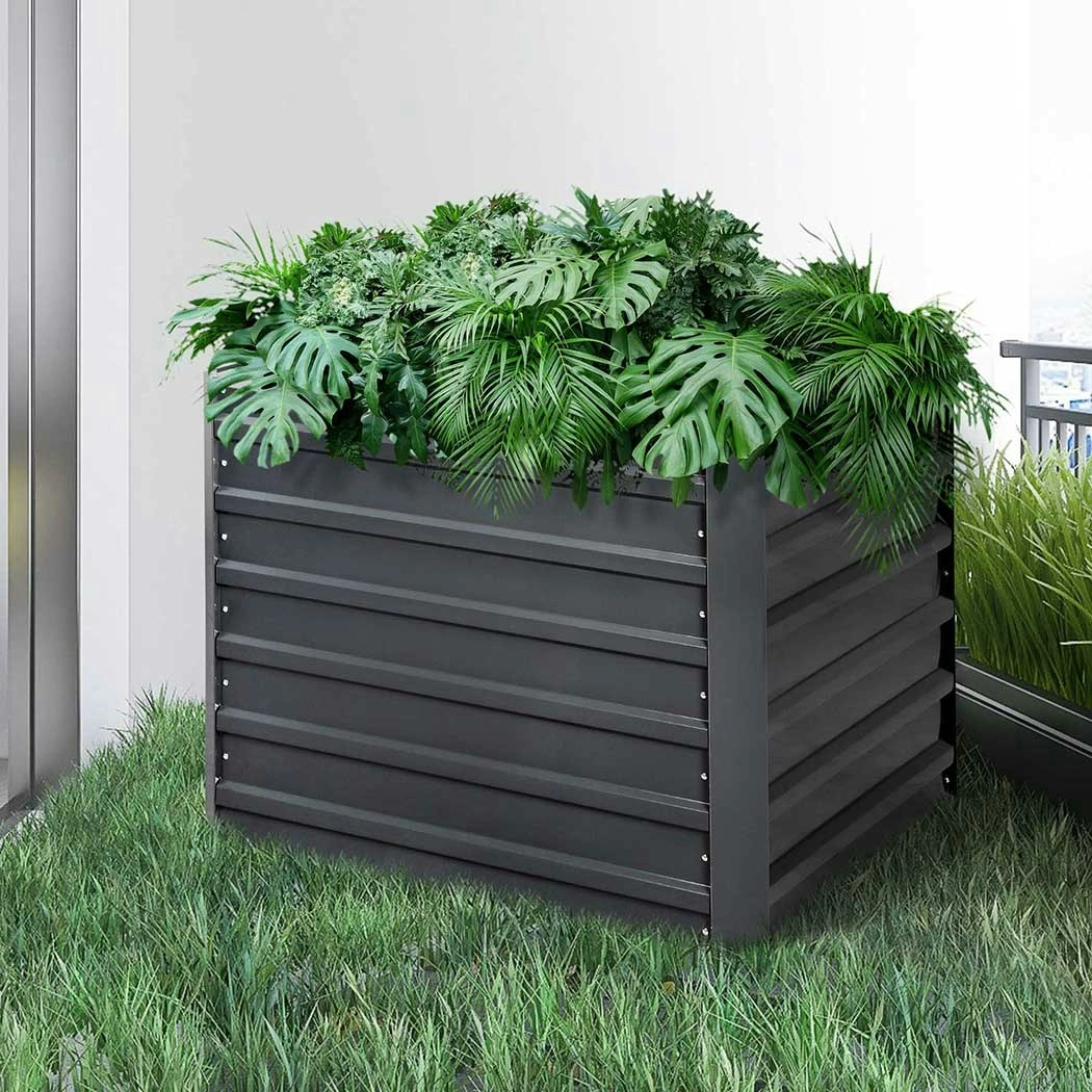 Lambu Garden Bed Planter Raised Coated Steel Veggie Beds 100x100x77cm Square x2