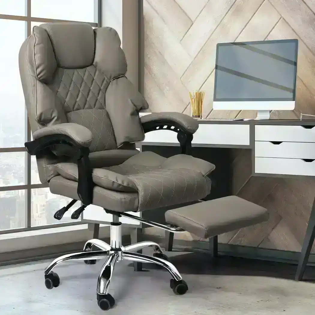 OVERDRIVE Diablo Reclining Gaming Chair Black & White Seat Computer Office  Neck Lumbar Horns